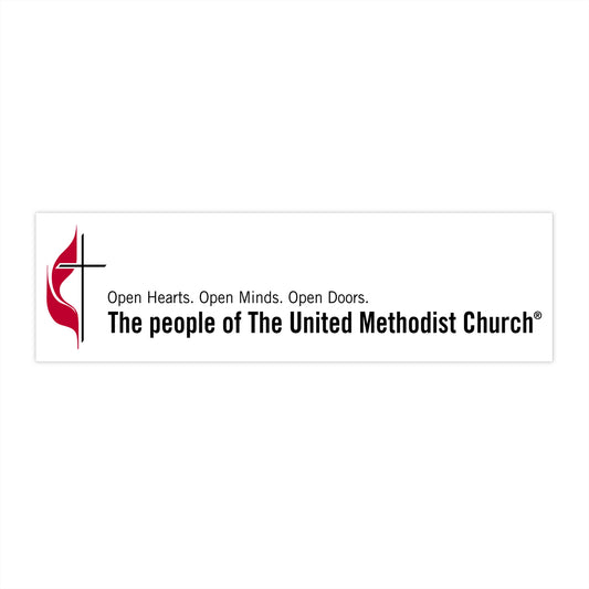 United Methodist Church Bumper Sticker — "Open Hearts. Open Minds. Open Doors."